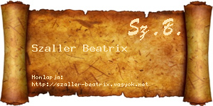 Szaller Beatrix névjegykártya